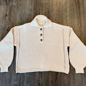 Gentle Fawn Cream Beige Knit Cotton Blend Sweater Size Small